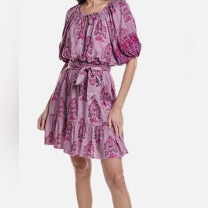 NWOT Garrie B Pink Puff Sleeve Mini Dress Sz L